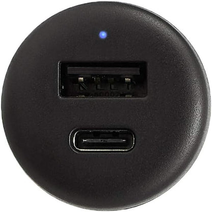 USB C 18W with Power Delivery and 12W USB a Car Charger, Black